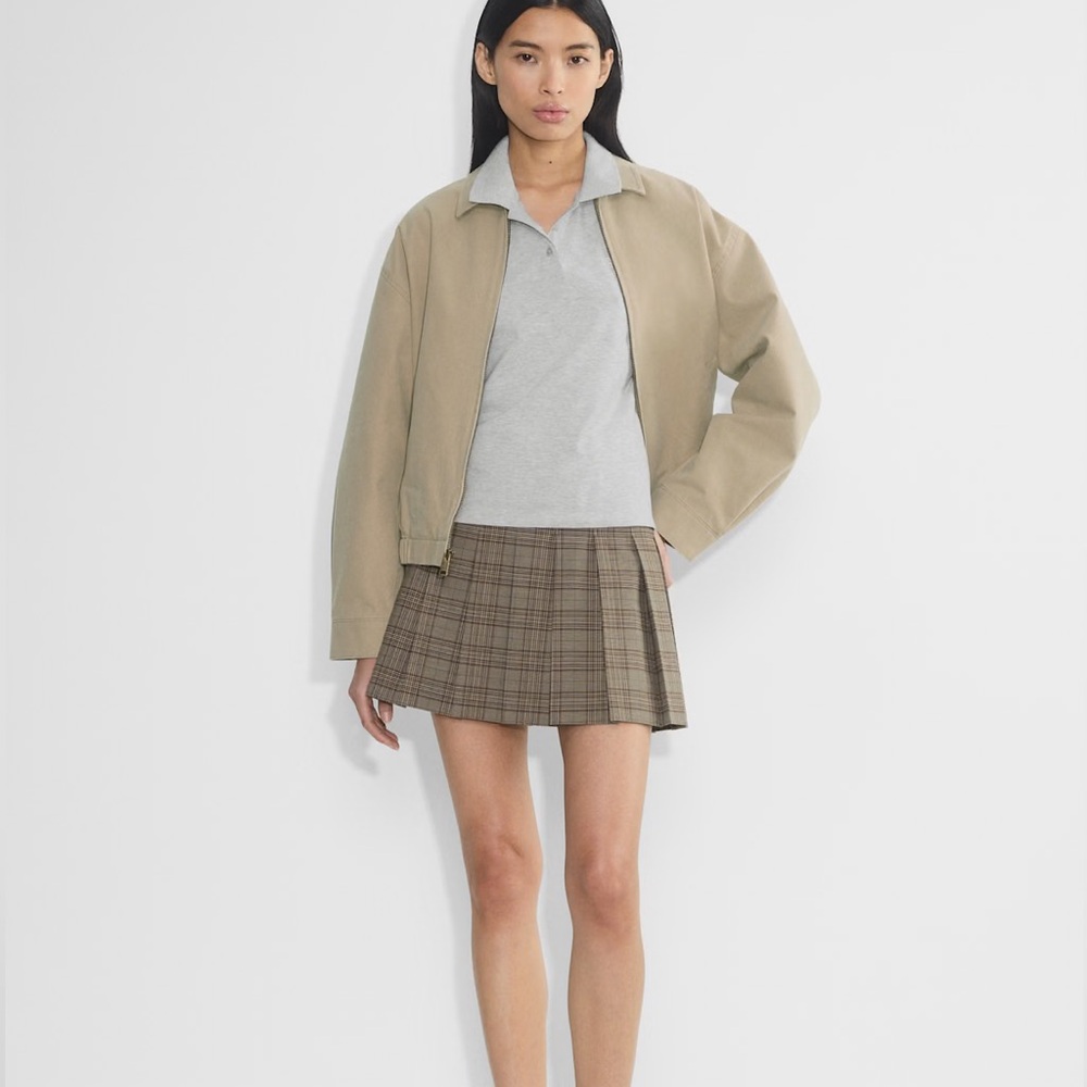 Aritzia Chic Cropped Jacket/Olive miniskirt set